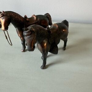Vintage metal bronze colored Horses statues figurines
